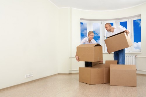 Packed moving boxes and supplies ready for a Muswellhill home move